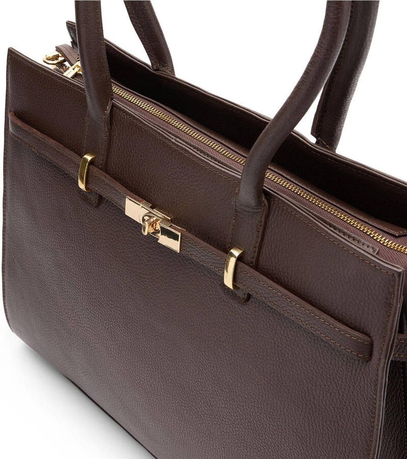 Manfield leren shopper donkerbruin - Foto 2