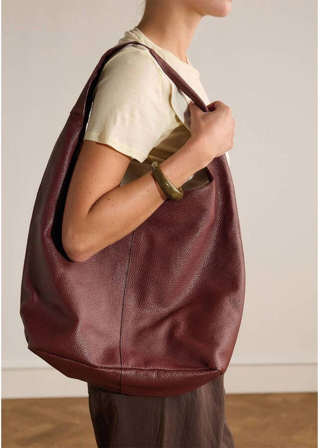 Manfield leren shopper roodbruin - Foto 2