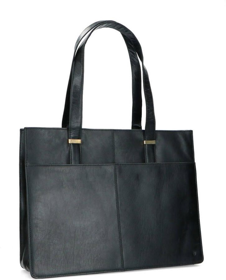 Manfield leren shopper zwart - Foto 3