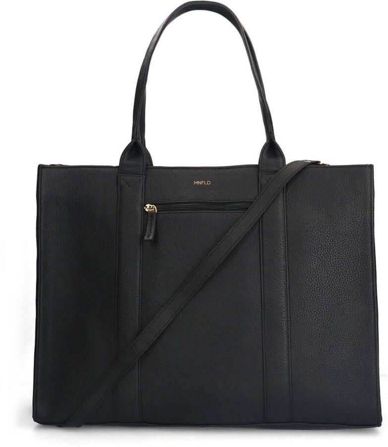 Manfield leren shopper zwart