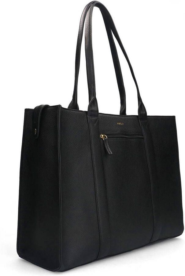 Manfield leren shopper zwart - Foto 2
