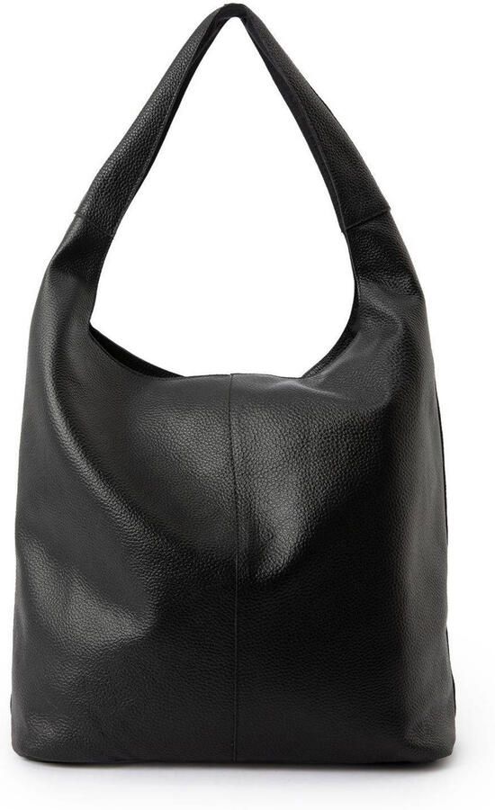 Manfield leren shopper zwart - Foto 2