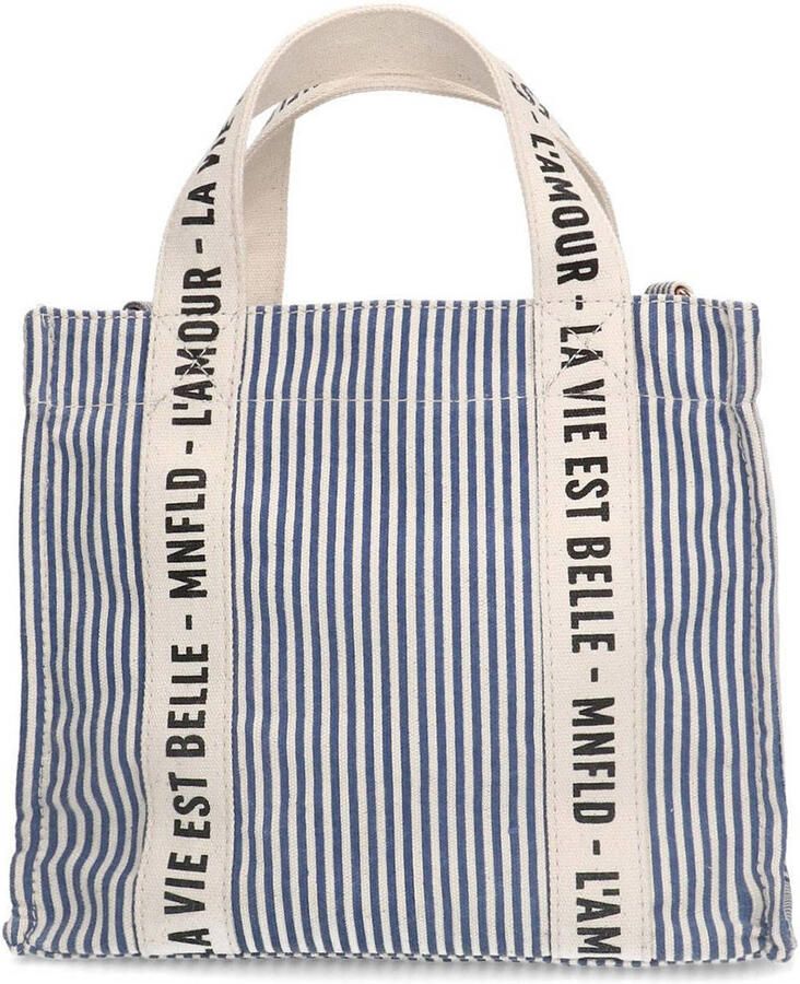 Manfield gestreepte mini shopper beige blauw - Foto 1