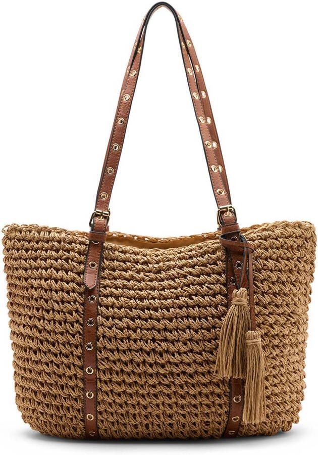 Manfield raffia shopper bruin