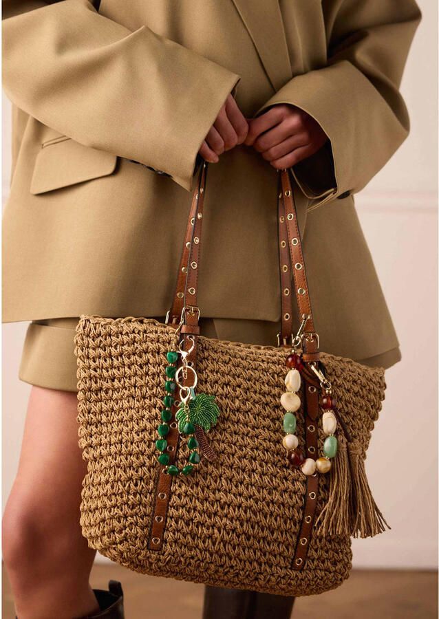 Manfield raffia shopper bruin - Foto 3