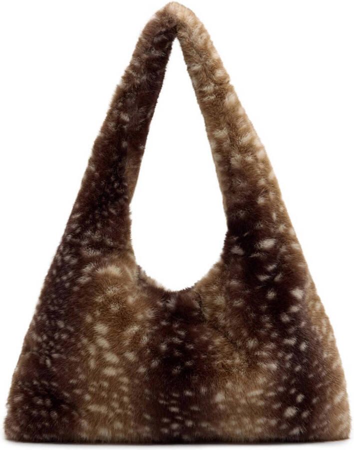 Manfield schoudertas met bambi print bruin