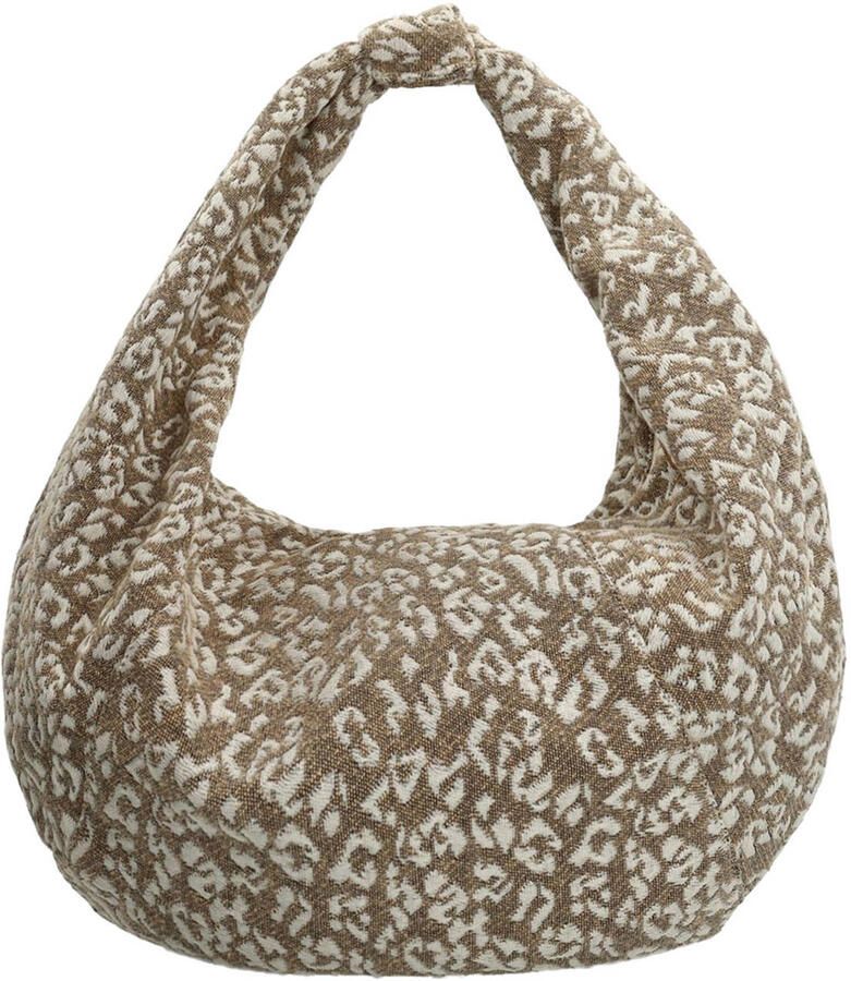 Manfield schoudertas met panterprint bruin