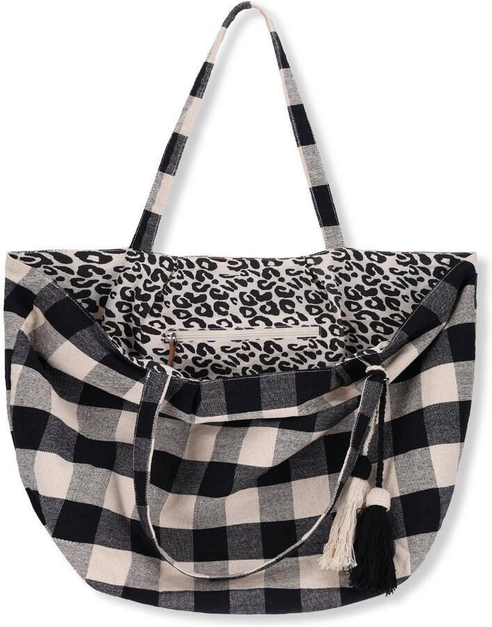 Manfield shopper beige zwart