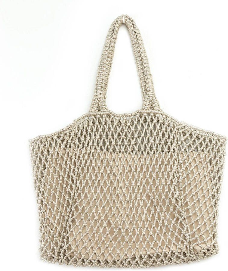 Manfield gevlochten shopper zilverkleurig
