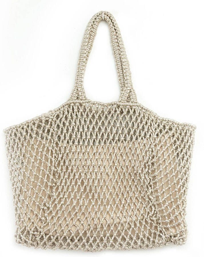 Manfield gevlochten shopper zilverkleurig - Foto 3