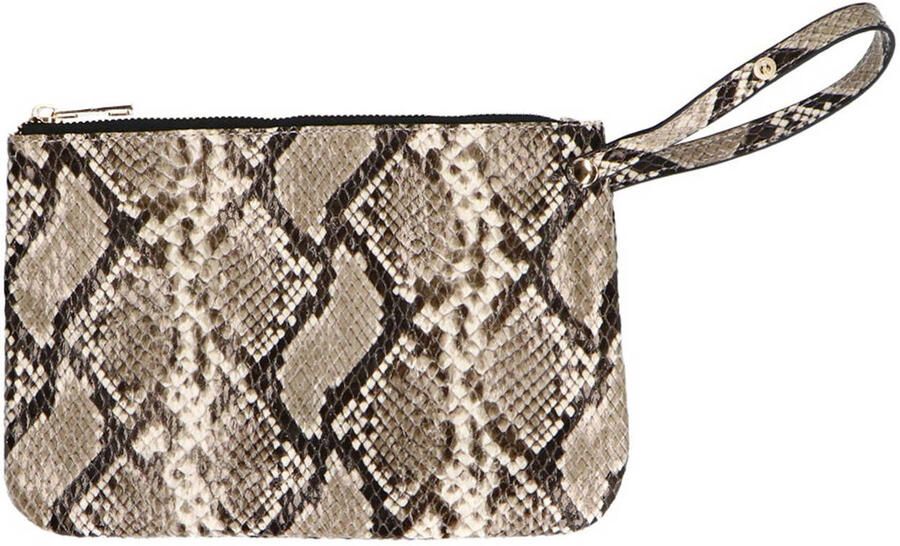 Manfield shopper met slangenprint beige - Foto 3