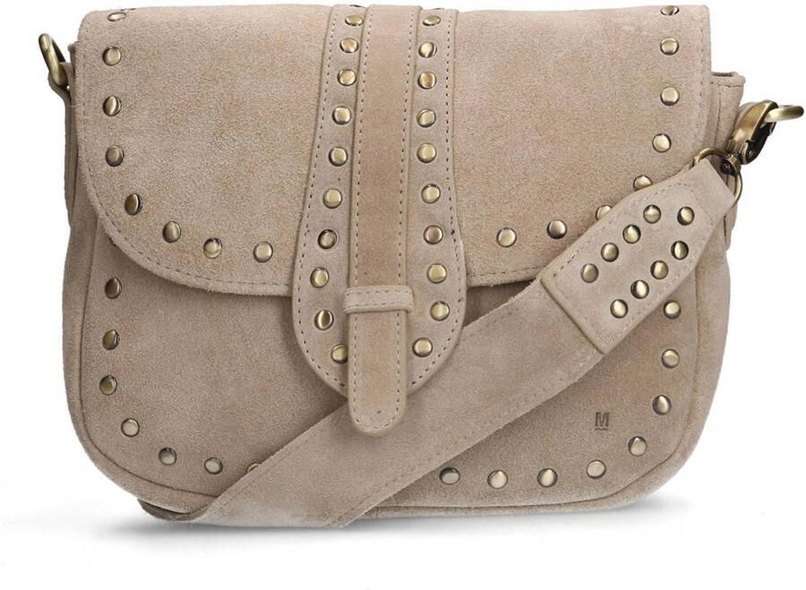 Manfield suede crossbody tas beige