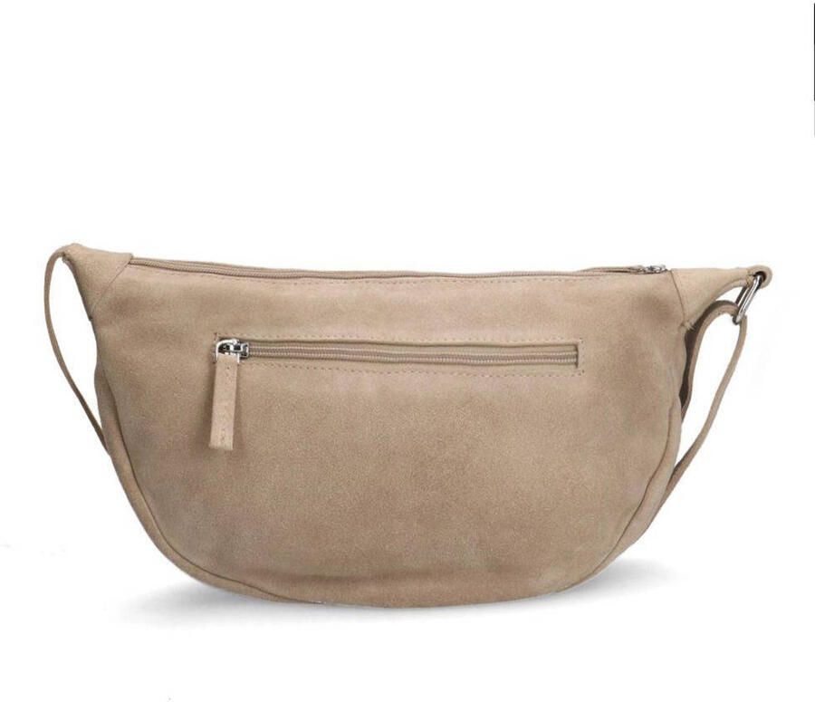 Manfield suede crossbody tas beige