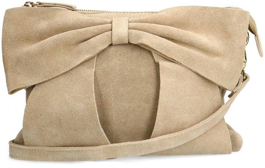 Manfield suede crossbody tas beige