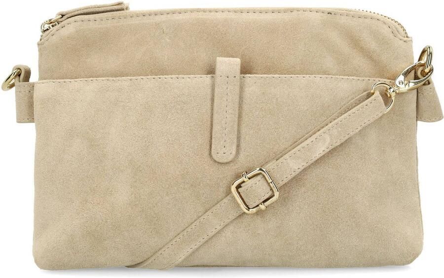Manfield suede crossbody tas beige