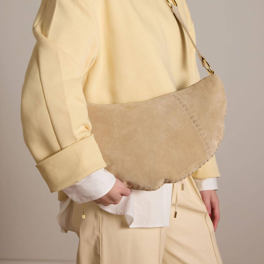 Manfield suede crossbody tas beige - Foto 2