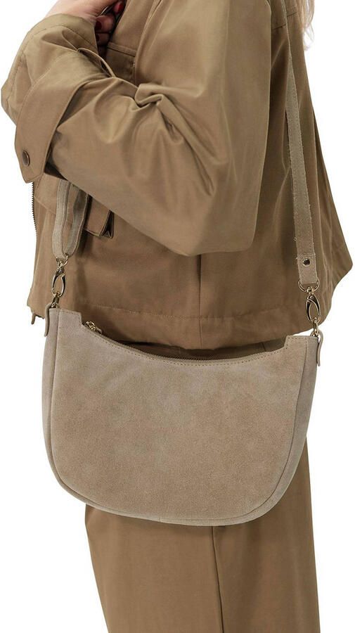 Manfield suède crossbody tas beige - Foto 2