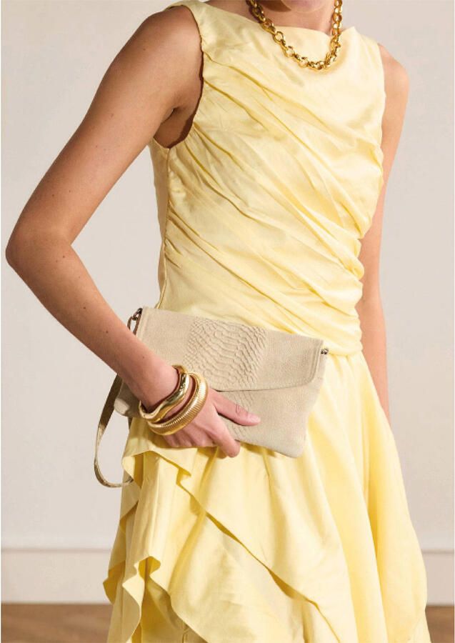 Manfield suede crossbody tas beige