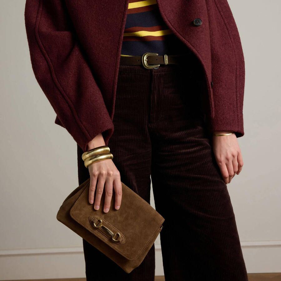 Manfield suède crossbody tas bruin