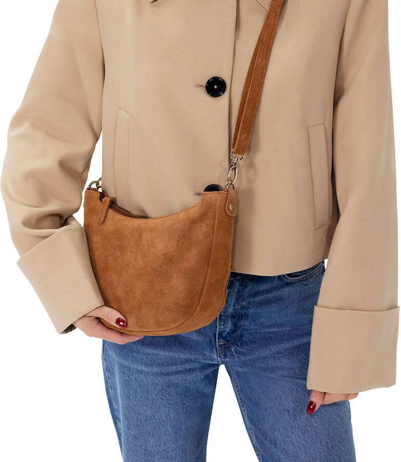 Manfield suède crossbody tas cognac - Foto 2