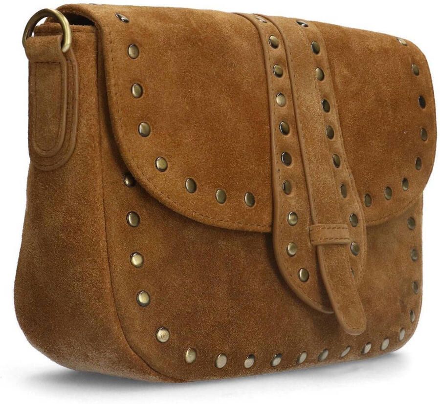 Manfield suede crossbody tas met studs cognac - Foto 2