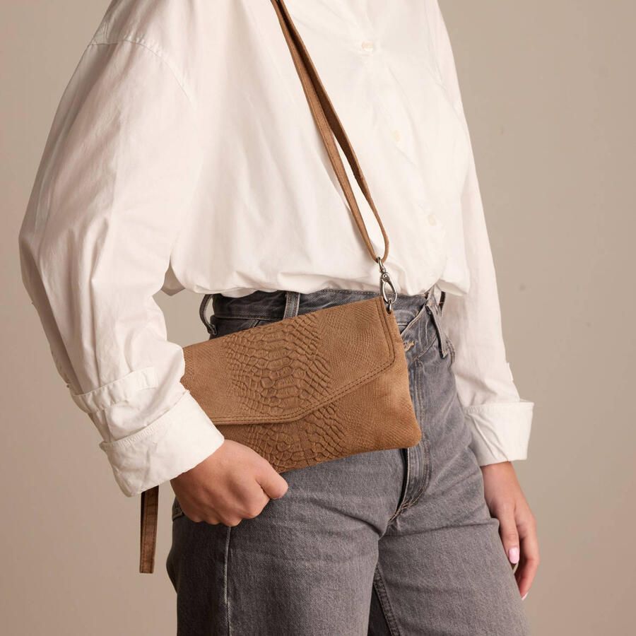 Manfield suede crossbody tas cognac - Foto 2