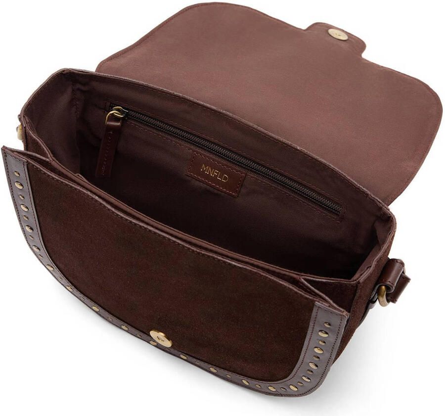 Manfield suede crossbody tas donkerbruin - Foto 2