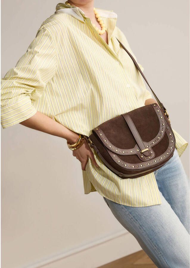Manfield suede crossbody tas donkerbruin - Foto 3