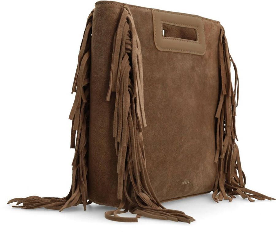 Manfield suede crossbody tas met franjes bruin