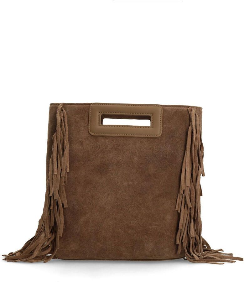 Manfield suede crossbody tas met franjes bruin - Foto 3