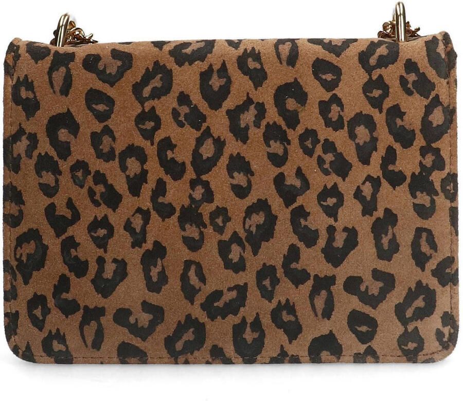 Manfield suède crossbody tas met panterprint bruin - Foto 3