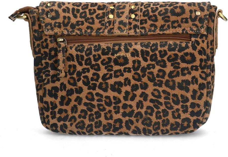 Manfield suede crossbody tas met panterprint bruin - Foto 3
