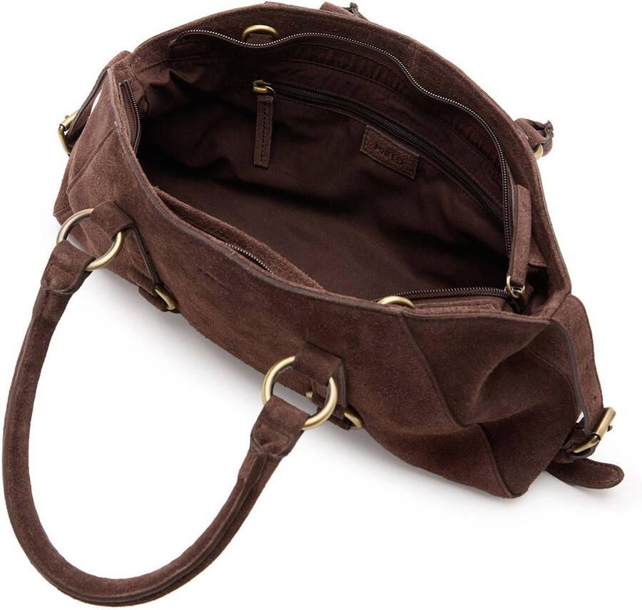 Manfield suede handtas donkerbruin - Foto 2
