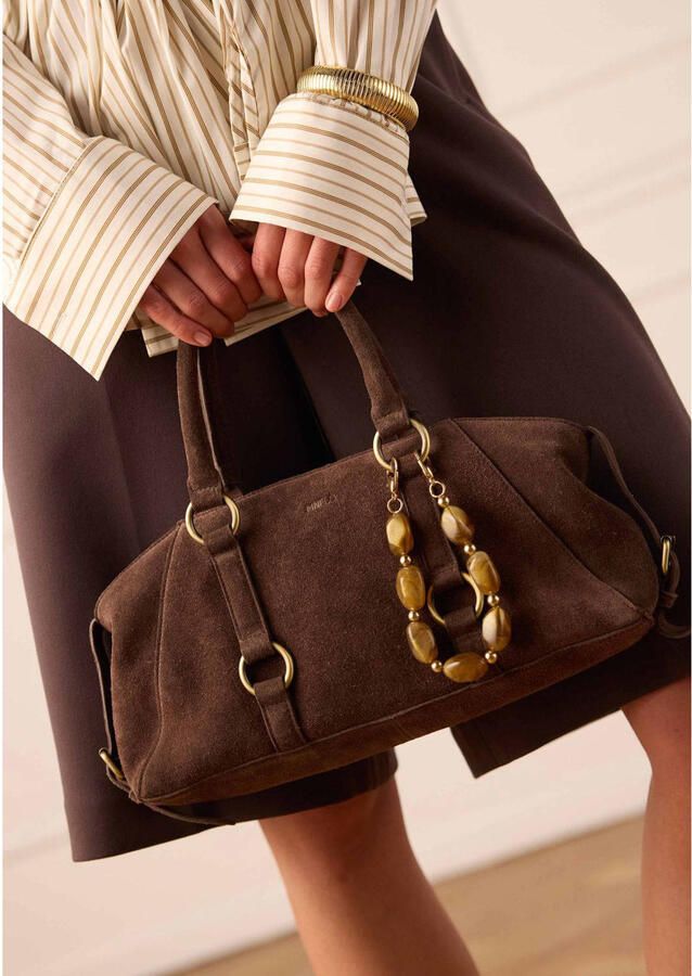 Manfield suede handtas donkerbruin - Foto 3