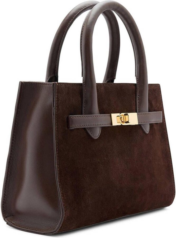 Manfield suède mini handtas donkerbruin - Foto 3