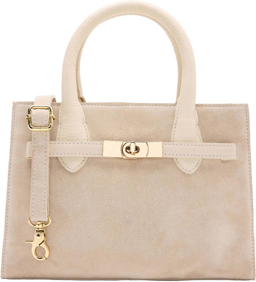 Manfield suède mini handtas ecru