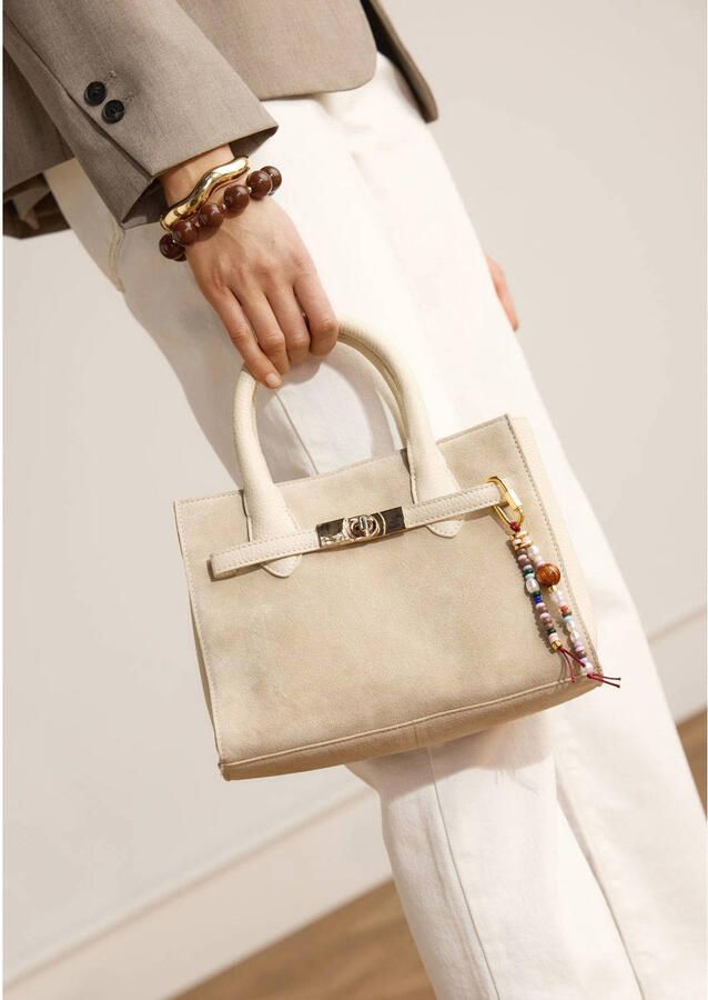 Manfield suède mini handtas ecru - Foto 3