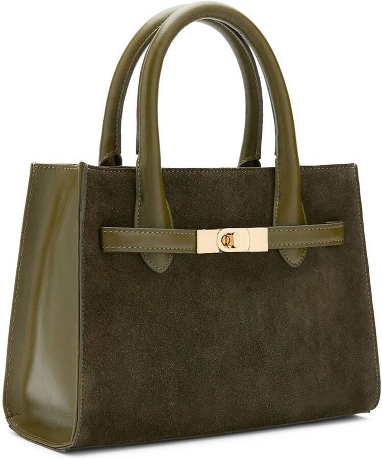 Manfield suède mini handtas olijfgroen - Foto 2