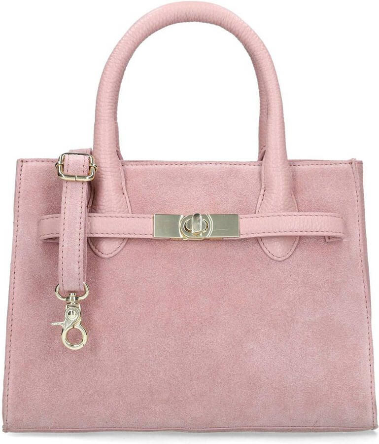 Manfield suède mini handtas roze