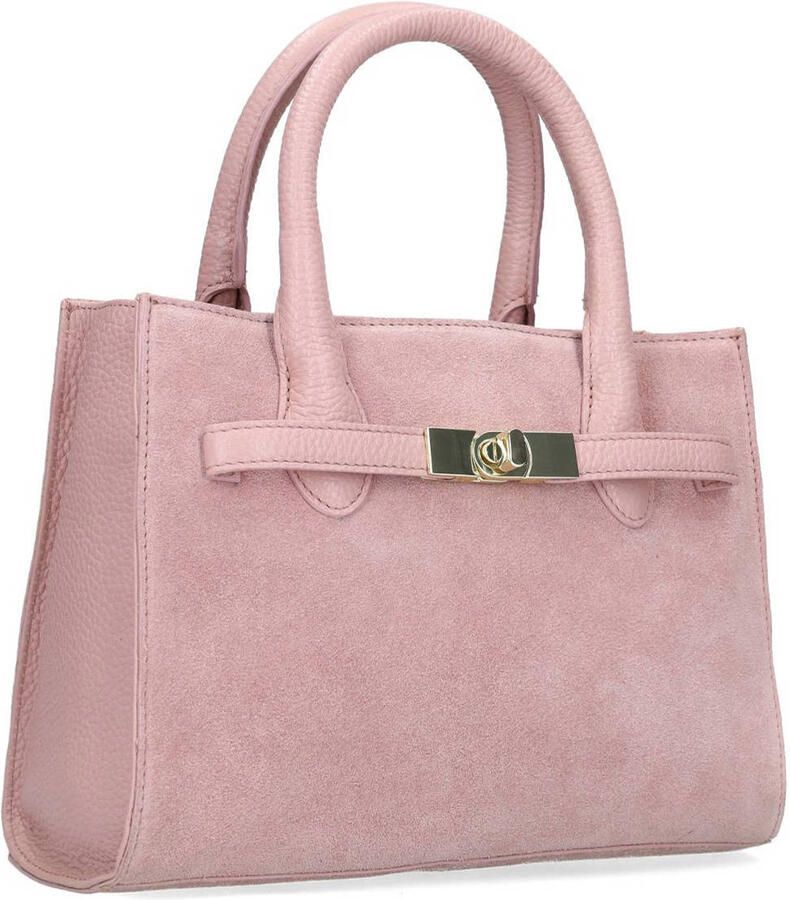 Manfield suède mini handtas roze - Foto 3