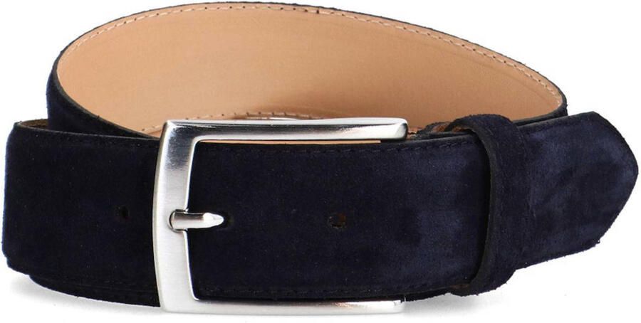 Manfield suède riem donkerblauw