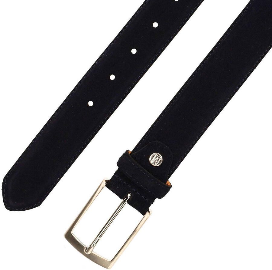 Manfield suède riem donkerblauw - Foto 2
