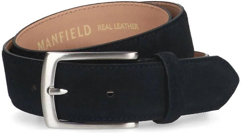 Manfield suède riem donkerblauw