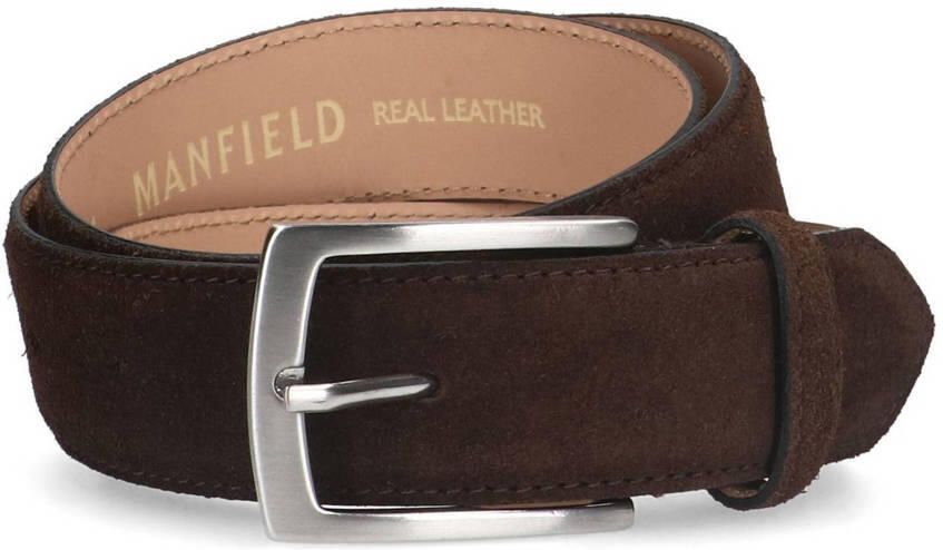 Manfield suède riem donkerbruin