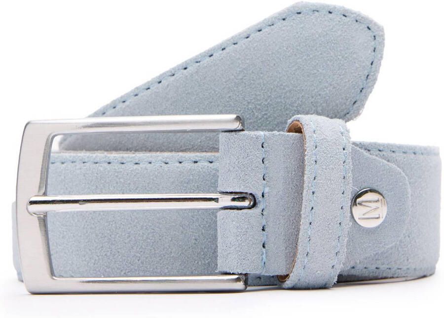 Manfield suede riem lichtblauw
