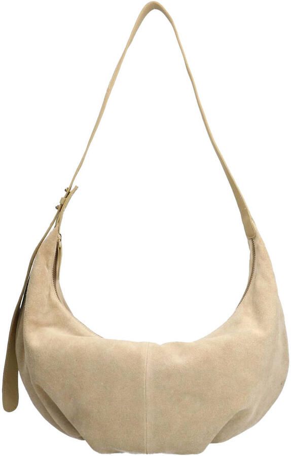 Manfield suede schoudertas beige