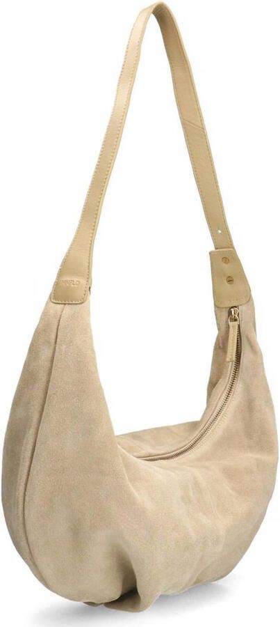 Manfield suede schoudertas beige - Foto 3
