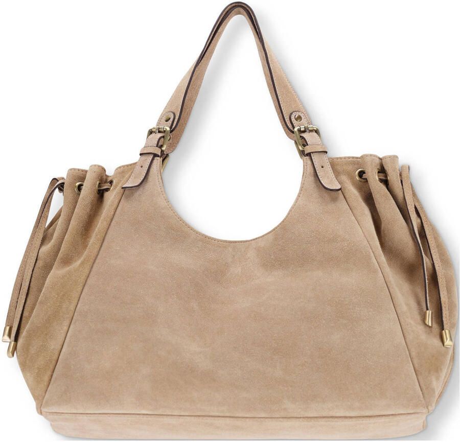 Manfield suède schoudertas beige - Foto 3