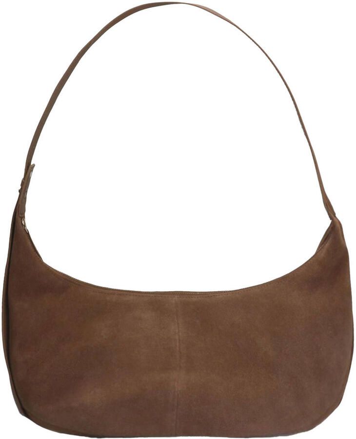Manfield suede schoudertas bruin
