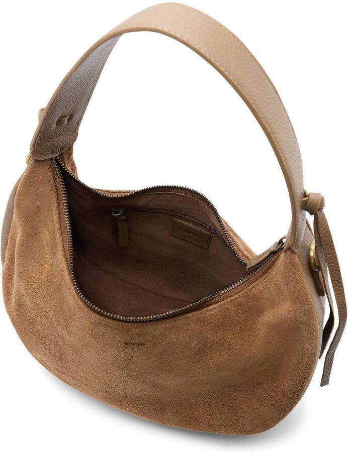 Manfield suede schoudertas bruin